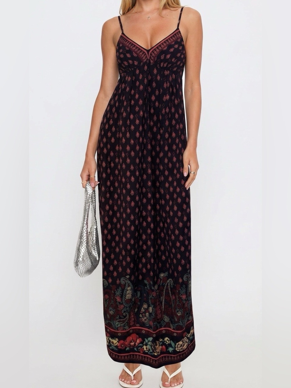 Rampage Black Dress with Red and Teal Floral Print